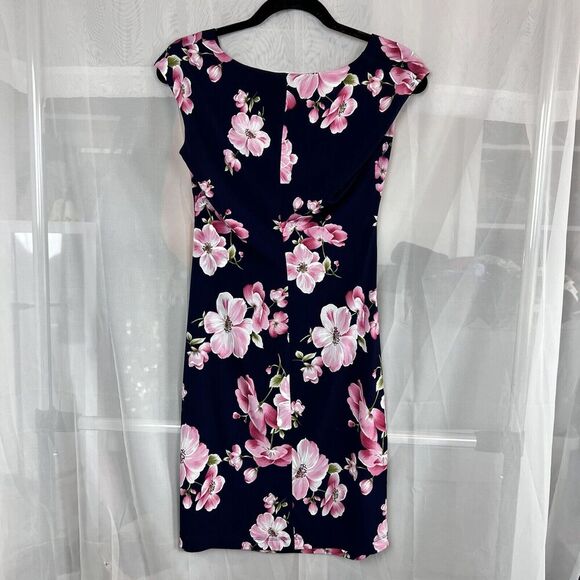 Vintage y2k Connected apparel floral print boat neck short dress sz 4p wedding - Picture 7 of 9